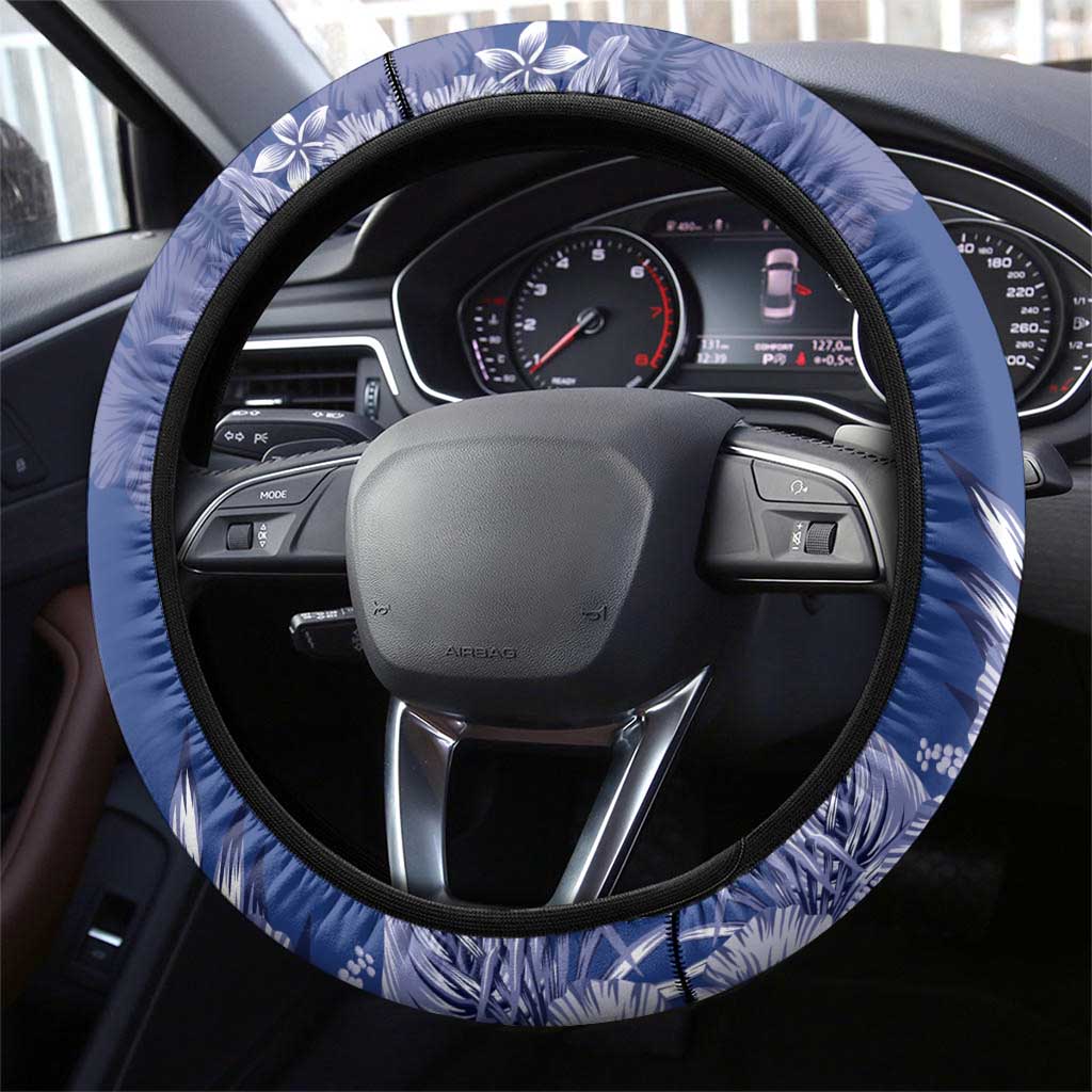 Second Anpi an Ayiti Steering Wheel Cover Imperial Haiti Coat Of Arms Tropical Flowers