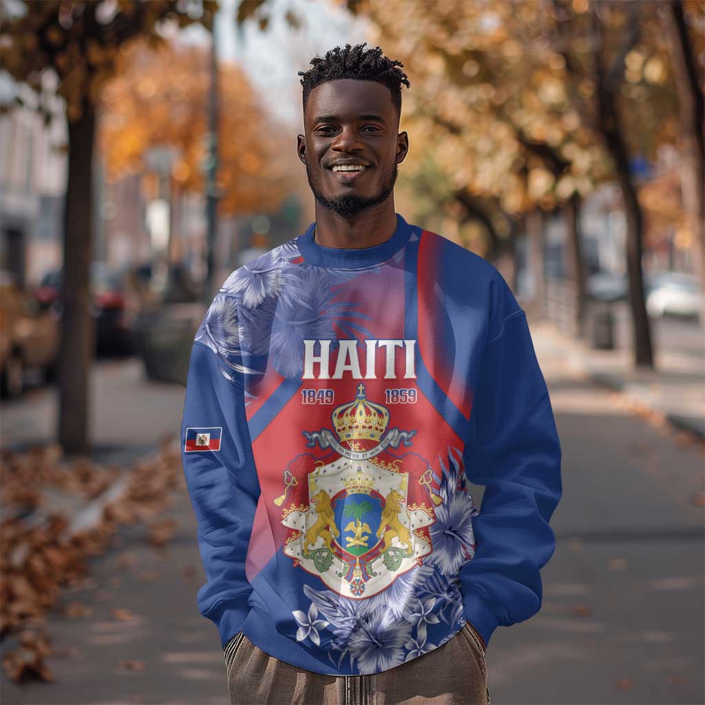 Personalized Second Anpi an Ayiti Sweatshirt Imperial Haiti Coat Of Arms Tropical Flowers