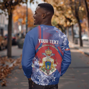 Personalized Second Anpi an Ayiti Sweatshirt Imperial Haiti Coat Of Arms Tropical Flowers