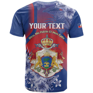Personalized Second Anpi an Ayiti T shirt Imperial Haiti Coat Of Arms Tropical Flowers