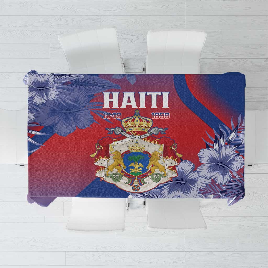 Second Anpi an Ayiti Tablecloth Imperial Haiti Coat Of Arms Tropical Flowers