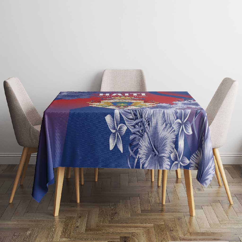 Second Anpi an Ayiti Tablecloth Imperial Haiti Coat Of Arms Tropical Flowers