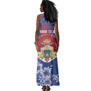 Personalized Second Anpi an Ayiti Tank Maxi Dress Imperial Haiti Coat Of Arms Tropical Flowers