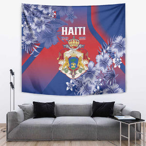 Second Anpi an Ayiti Tapestry Imperial Haiti Coat Of Arms Tropical Flowers
