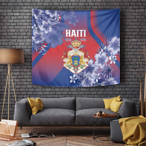 Second Anpi an Ayiti Tapestry Imperial Haiti Coat Of Arms Tropical Flowers