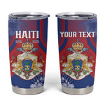 Personalized Second Anpi an Ayiti Tumbler Cup Imperial Haiti Coat Of Arms Tropical Flowers