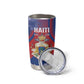 Personalized Second Anpi an Ayiti Tumbler Cup Imperial Haiti Coat Of Arms Tropical Flowers