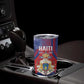 Personalized Second Anpi an Ayiti Tumbler Cup Imperial Haiti Coat Of Arms Tropical Flowers