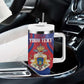 Personalized Second Anpi an Ayiti Tumbler With Handle Imperial Haiti Coat Of Arms Tropical Flowers