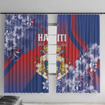 Second Anpi an Ayiti Window Curtain Imperial Haiti Coat Of Arms Tropical Flowers