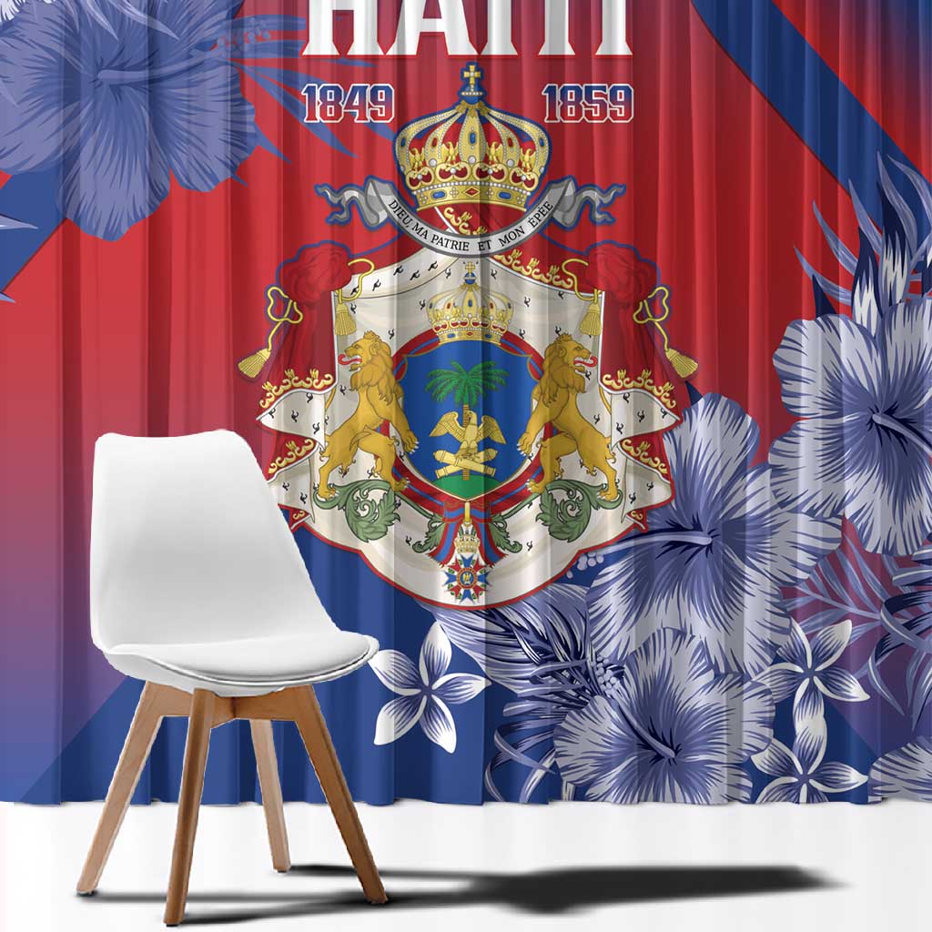 Second Anpi an Ayiti Window Curtain Imperial Haiti Coat Of Arms Tropical Flowers
