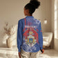 Personalized Second Anpi an Ayiti Women Casual Shirt Imperial Haiti Coat Of Arms Tropical Flowers