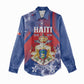 Personalized Second Anpi an Ayiti Women Casual Shirt Imperial Haiti Coat Of Arms Tropical Flowers