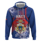 Personalized Second Anpi an Ayiti Zip Hoodie Imperial Haiti Coat Of Arms Tropical Flowers