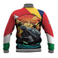 Personalised Afro Seychelles Baseball Jacket Aldabra Giant Tortoise With Beach Sunset