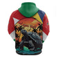 Personalised Afro Seychelles Hoodie Aldabra Giant Tortoise With Beach Sunset