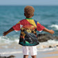 Personalised Afro Seychelles Kid Hawaiian Shirt Aldabra Giant Tortoise With Beach Sunset