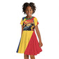 Personalised Afro Seychelles Kid Short Sleeve Dress Aldabra Giant Tortoise With Beach Sunset