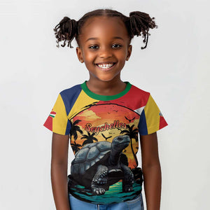 Personalised Afro Seychelles Kid T shirt Aldabra Giant Tortoise With Beach Sunset