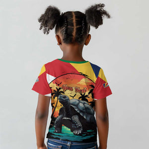 Personalised Afro Seychelles Kid T shirt Aldabra Giant Tortoise With Beach Sunset