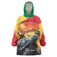 Personalised Afro Seychelles Kid Wearable Blanket Hoodie Aldabra Giant Tortoise With Beach Sunset