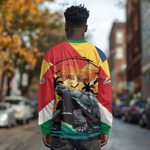 Personalised Afro Seychelles Long Sleeve Shirt Aldabra Giant Tortoise With Beach Sunset