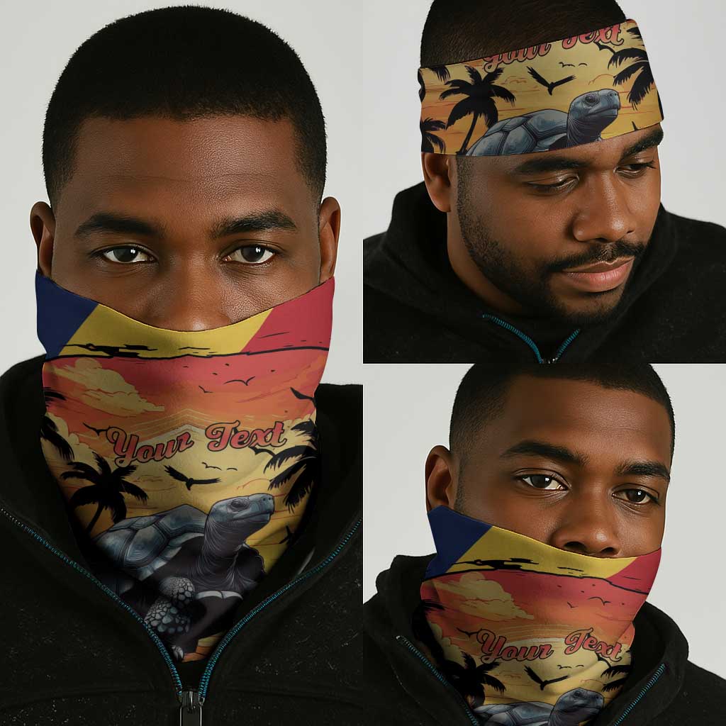 Afro Seychelles Neck Gaiter Aldabra Giant Tortoise With Beach Sunset - African Pride