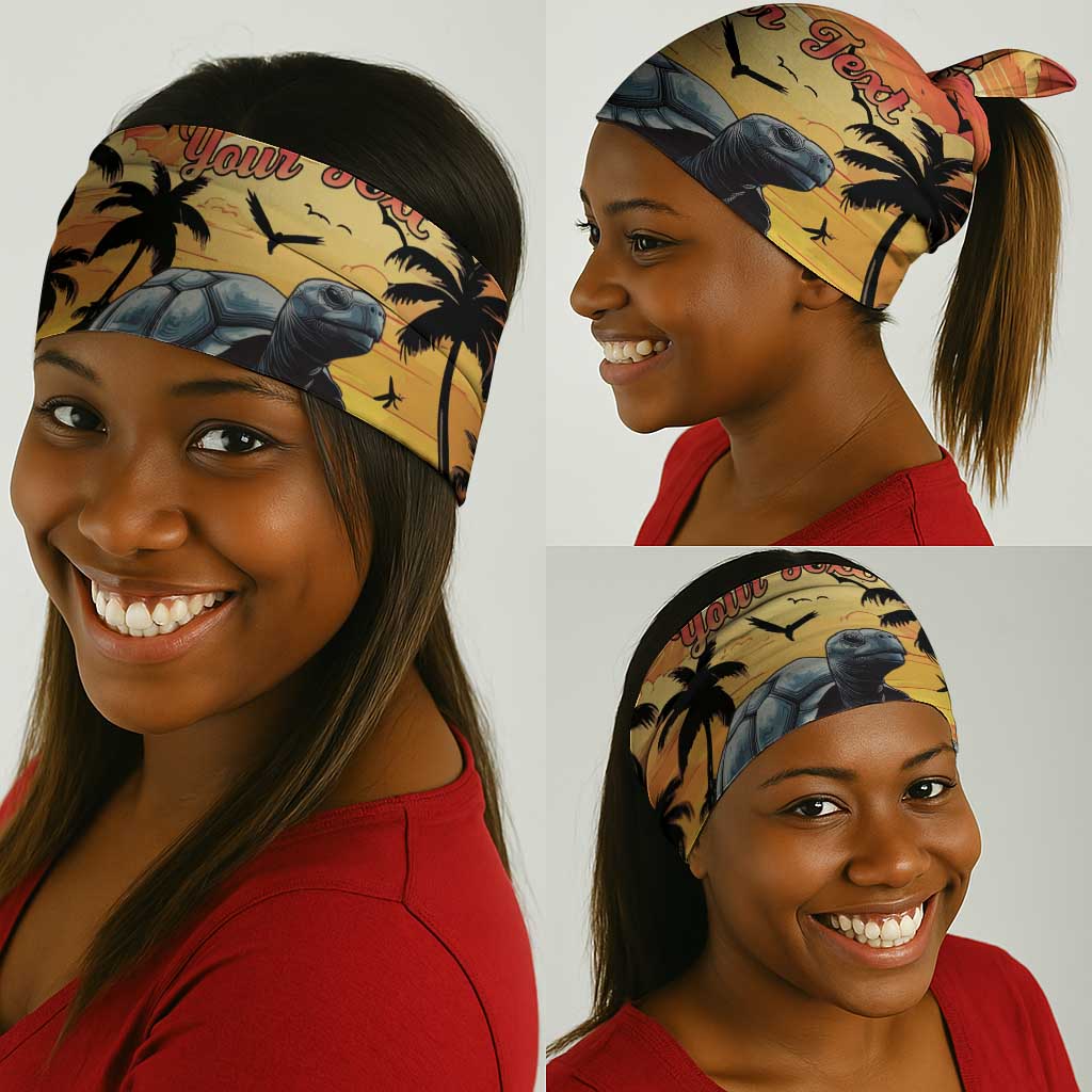 Afro Seychelles Neck Gaiter Aldabra Giant Tortoise With Beach Sunset - African Pride