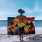 Personalised Afro Seychelles Sarong Aldabra Giant Tortoise With Beach Sunset