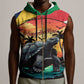 Personalised Afro Seychelles Sleeveless Zip Hoodie Aldabra Giant Tortoise With Beach Sunset - African Pride