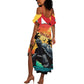 Personalised Afro Seychelles Summer Maxi Dress Aldabra Giant Tortoise With Beach Sunset