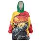 Personalised Afro Seychelles Wearable Blanket Hoodie Aldabra Giant Tortoise With Beach Sunset