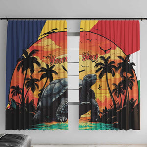 Personalised Afro Seychelles Window Curtain Aldabra Giant Tortoise With Beach Sunset