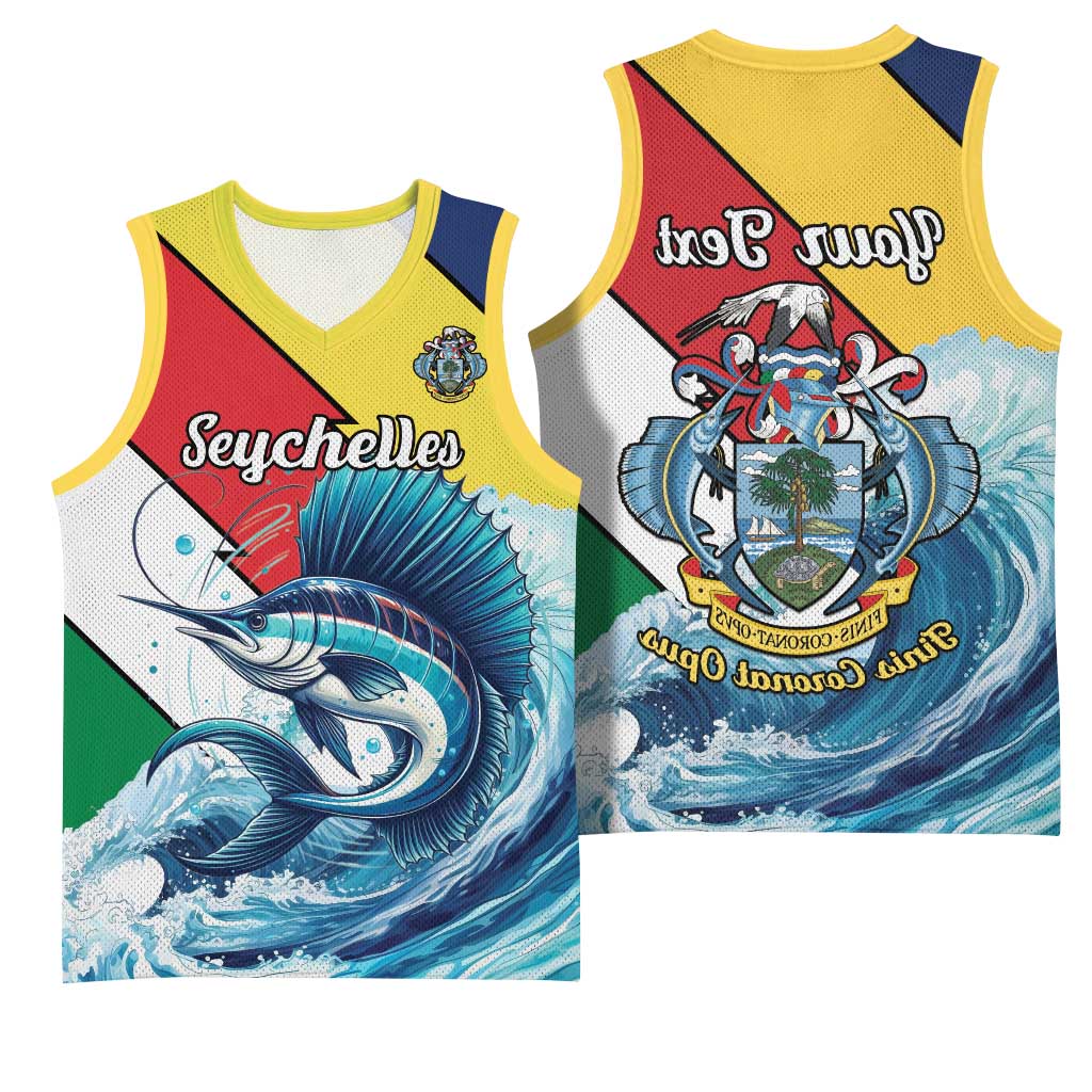 Personalised Afro Seychelles Basketball Jersey Sailfish With Coat Of Arms - African Pride