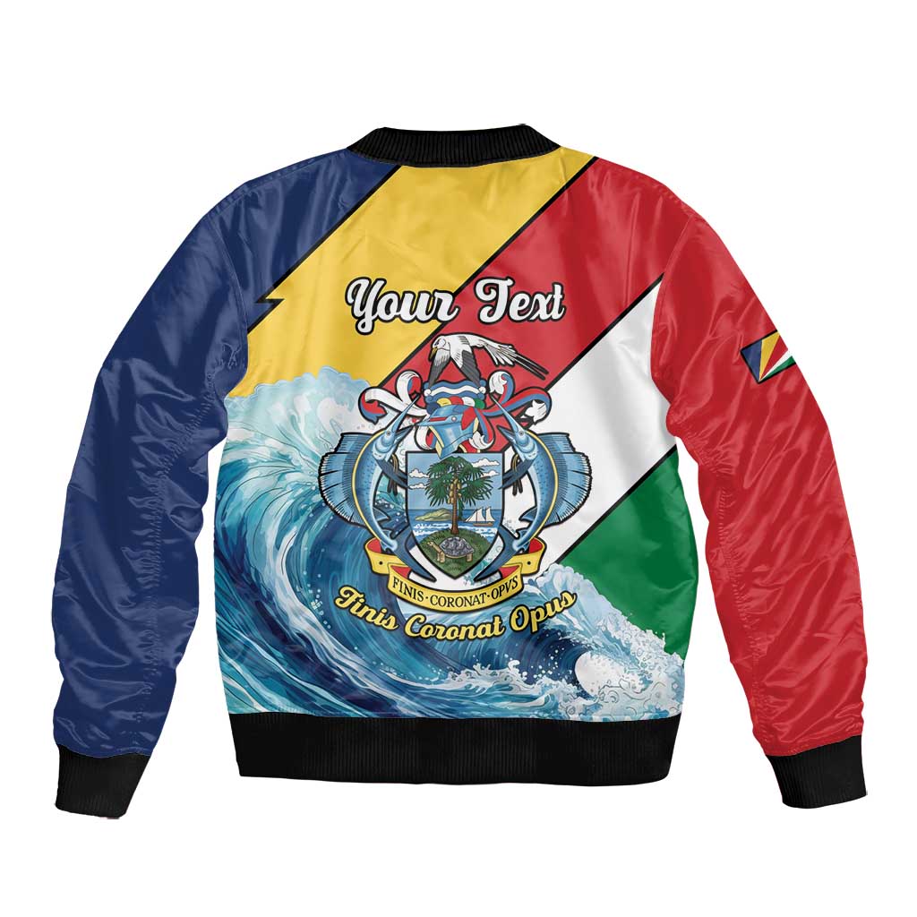 Personalised Afro Seychelles Bomber Jacket Sailfish With Coat Of Arms