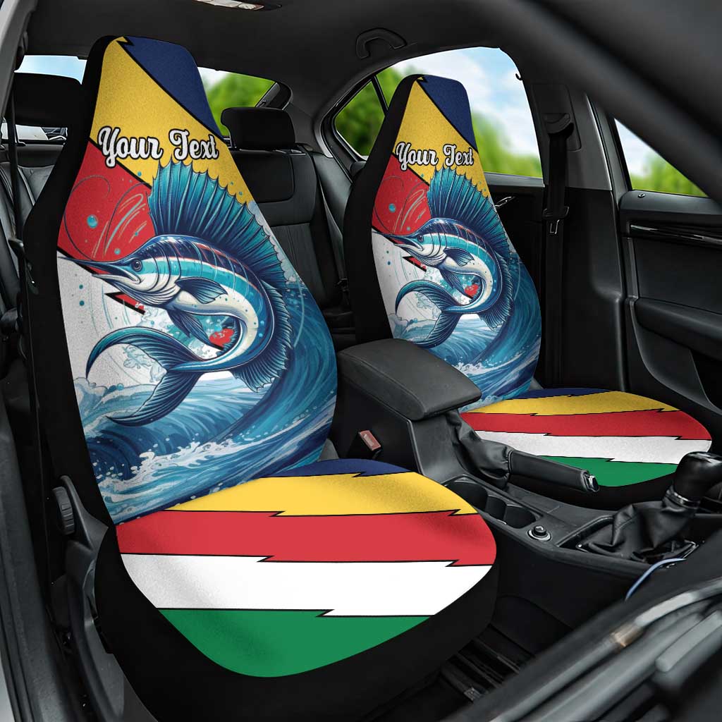 Personalised Afro Seychelles Car Seat Cover Sailfish With Coat Of Arms