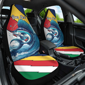 Personalised Afro Seychelles Car Seat Cover Sailfish With Coat Of Arms