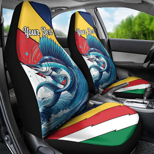 Personalised Afro Seychelles Car Seat Cover Sailfish With Coat Of Arms