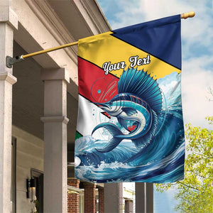 Personalised Afro Seychelles Garden Flag Sailfish With Coat Of Arms