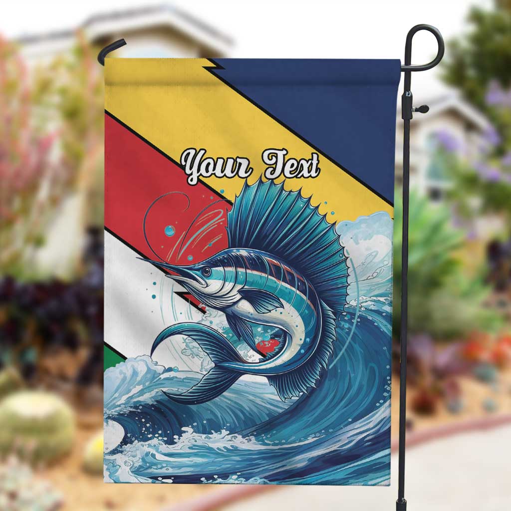 Personalised Afro Seychelles Garden Flag Sailfish With Coat Of Arms