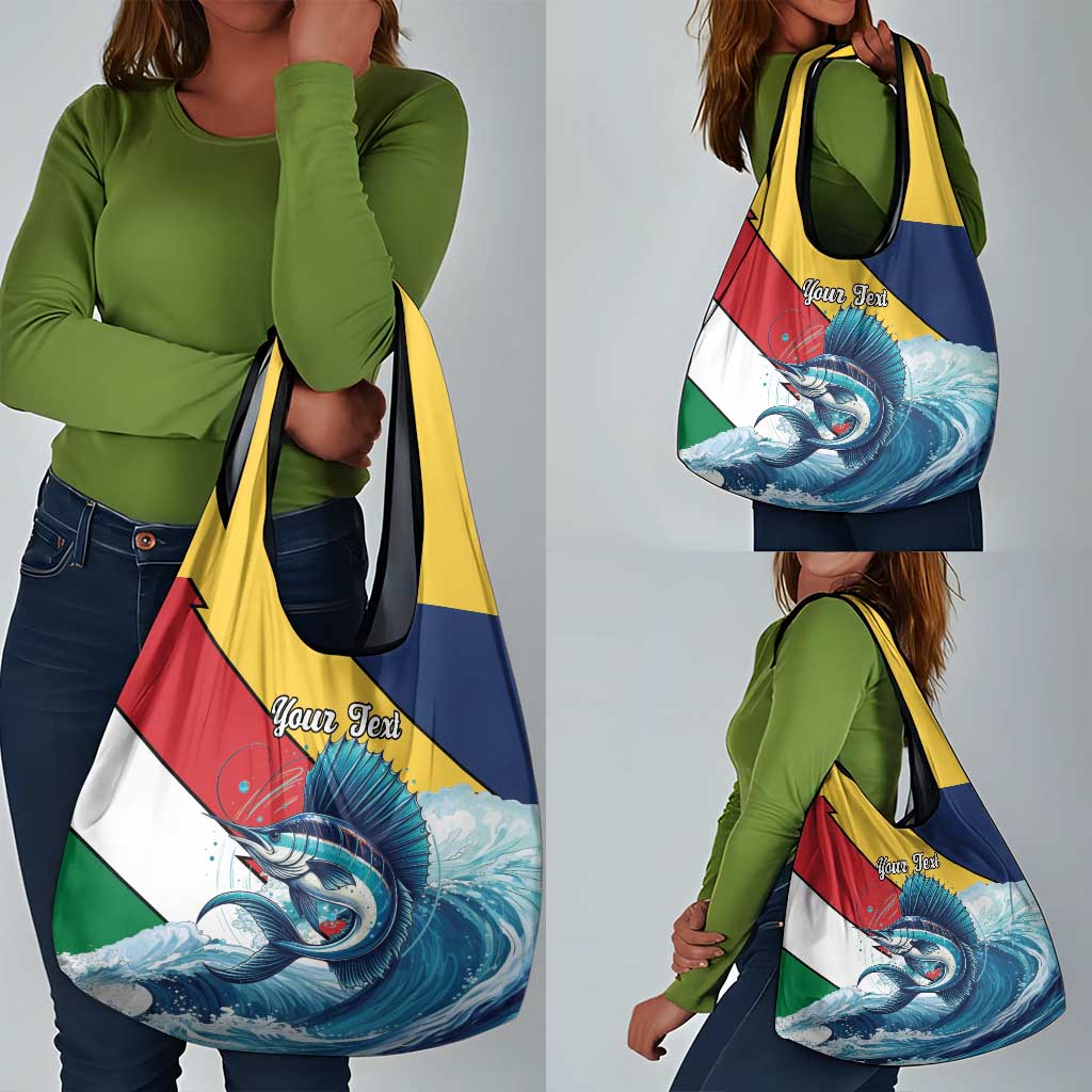 Personalised Afro Seychelles Grocery Bag Sailfish With Coat Of Arms