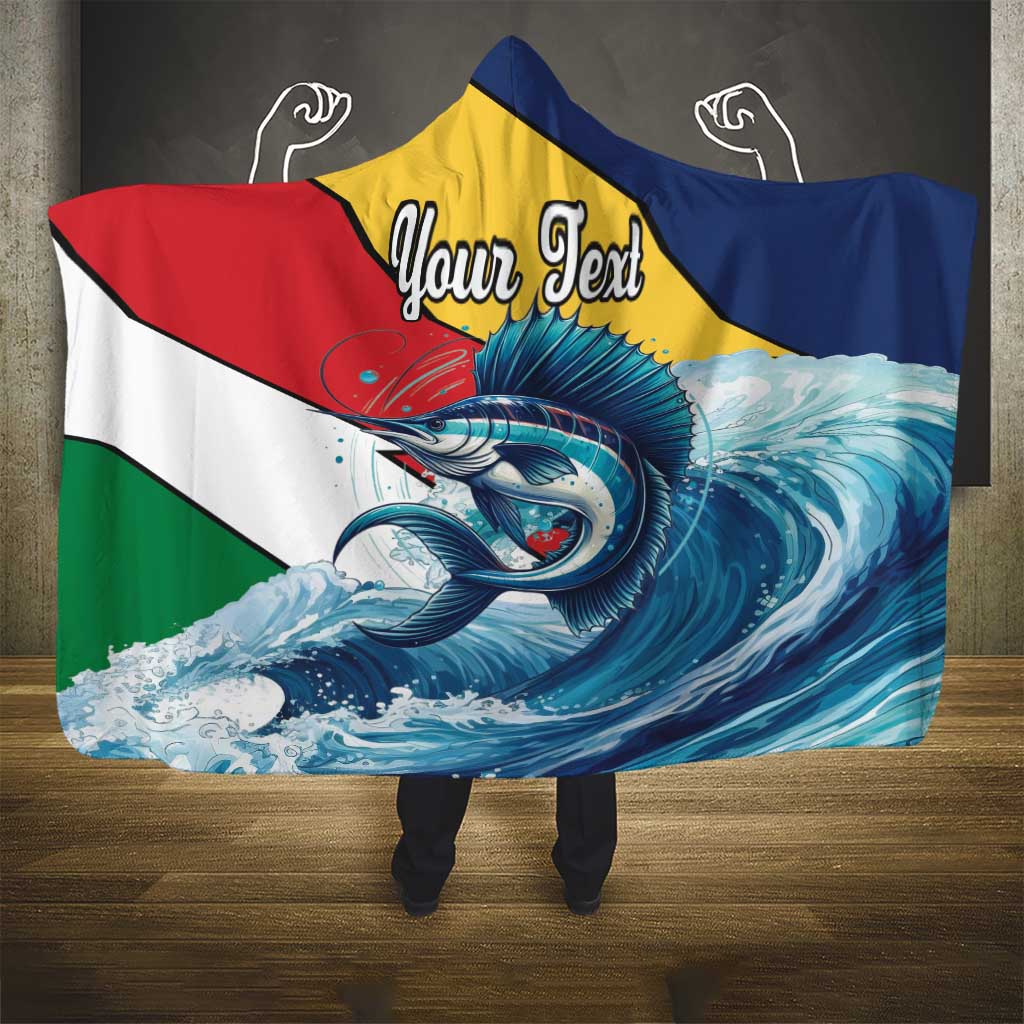 Personalised Afro Seychelles Hooded Blanket Sailfish With Coat Of Arms