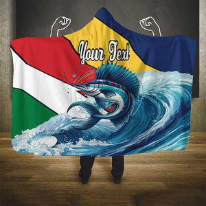 Personalised Afro Seychelles Hooded Blanket Sailfish With Coat Of Arms