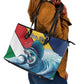 Personalised Afro Seychelles Leather Tote Bag Sailfish With Coat Of Arms