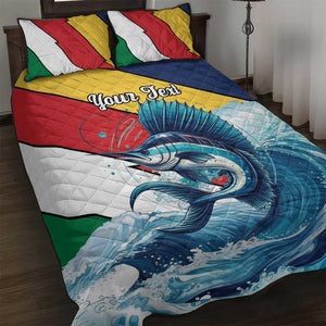 Personalised Afro Seychelles Quilt Bed Set Sailfish With Coat Of Arms