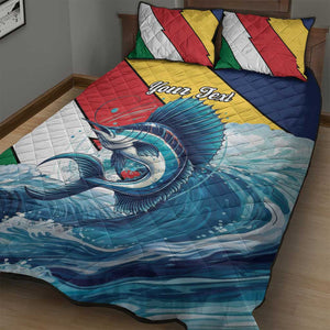 Personalised Afro Seychelles Quilt Bed Set Sailfish With Coat Of Arms