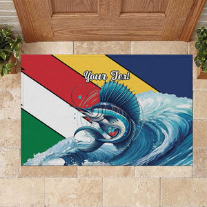 Personalised Afro Seychelles Rubber Doormat Sailfish With Coat Of Arms