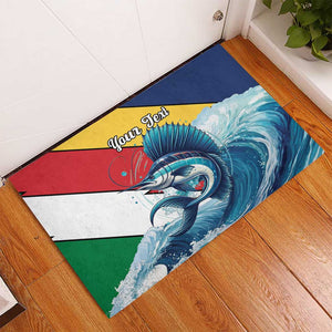 Personalised Afro Seychelles Rubber Doormat Sailfish With Coat Of Arms