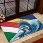 Personalised Afro Seychelles Rubber Doormat Sailfish With Coat Of Arms