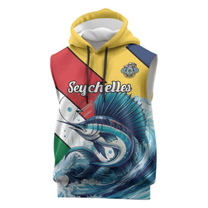 Personalised Afro Seychelles Sleeveless Hoodie Sailfish With Coat Of Arms - African Pride